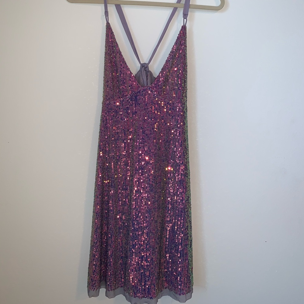 Free People Gold Rush Mini Dress - M